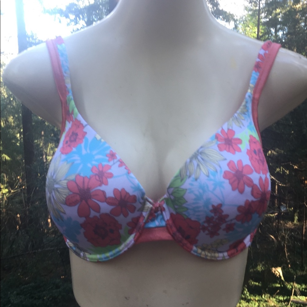 Fair coral floral print bra underwire